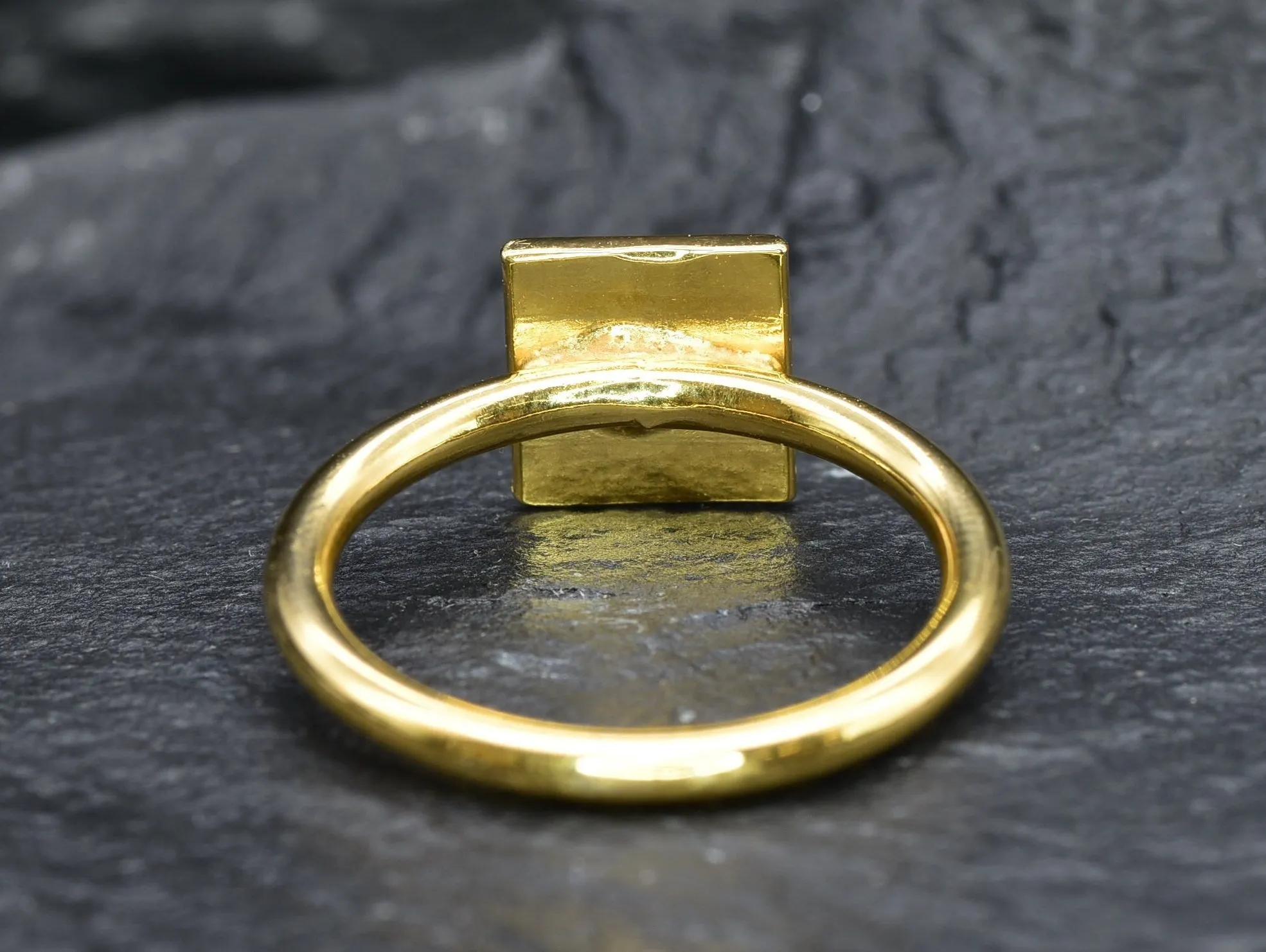 Gold Square Ring - Minimalist Gold Ring, Simple Square Ring