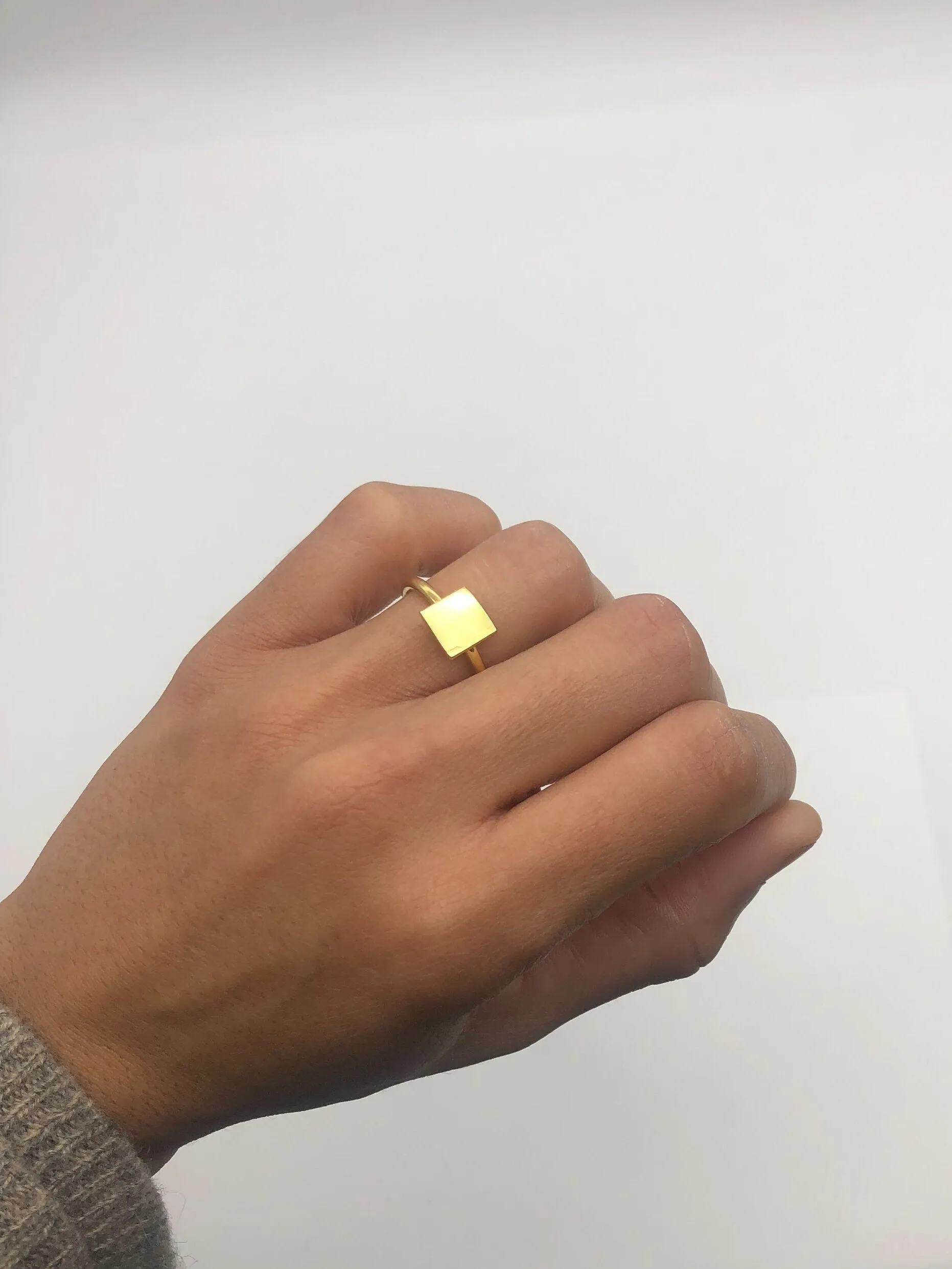 Gold Square Ring - Minimalist Gold Ring, Simple Square Ring