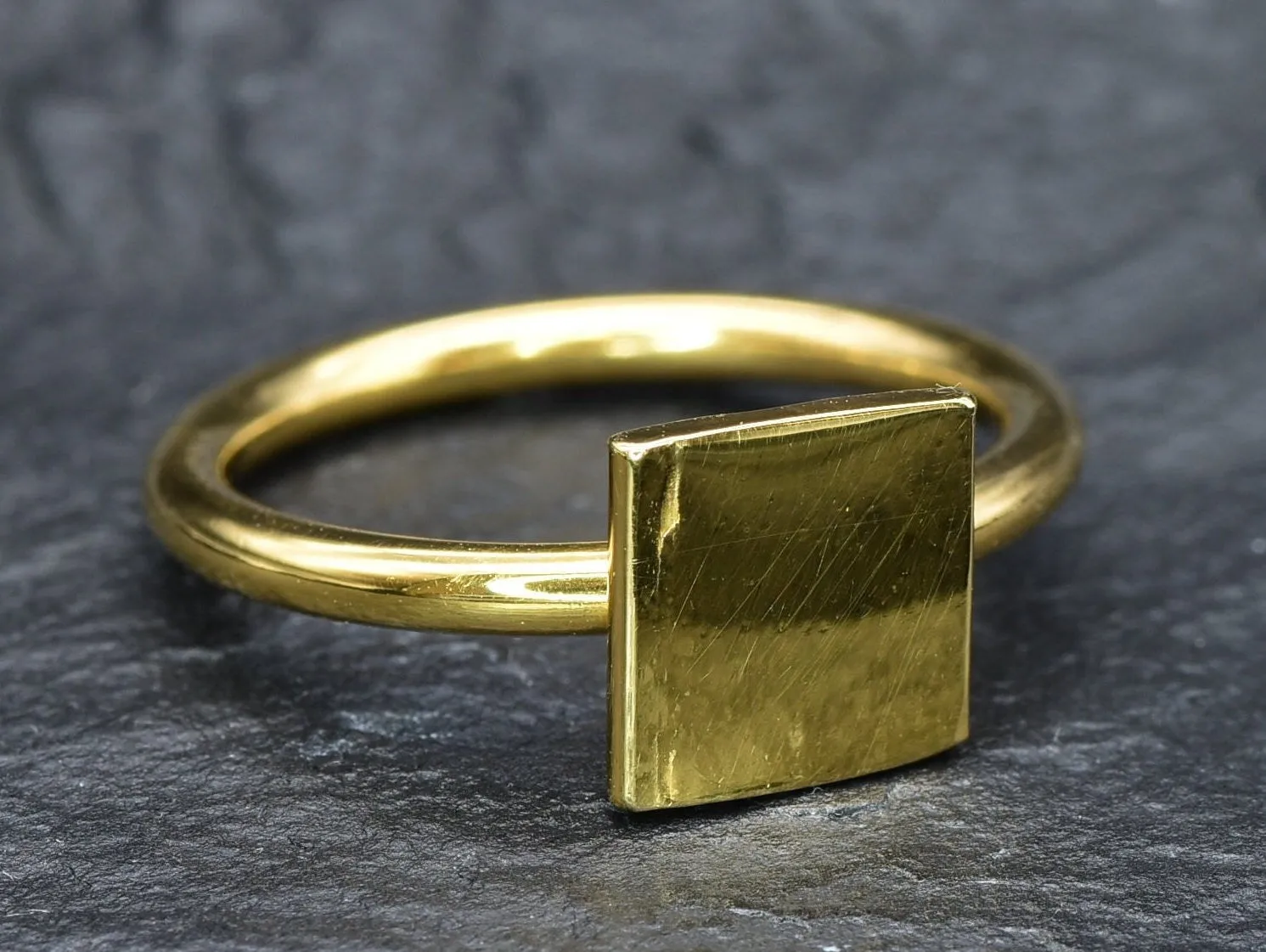 Gold Square Ring - Minimalist Gold Ring, Simple Square Ring