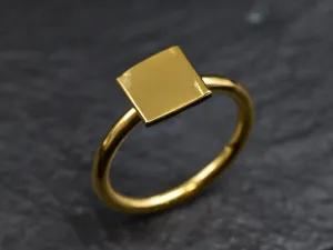 Gold Square Ring - Minimalist Gold Ring, Simple Square Ring