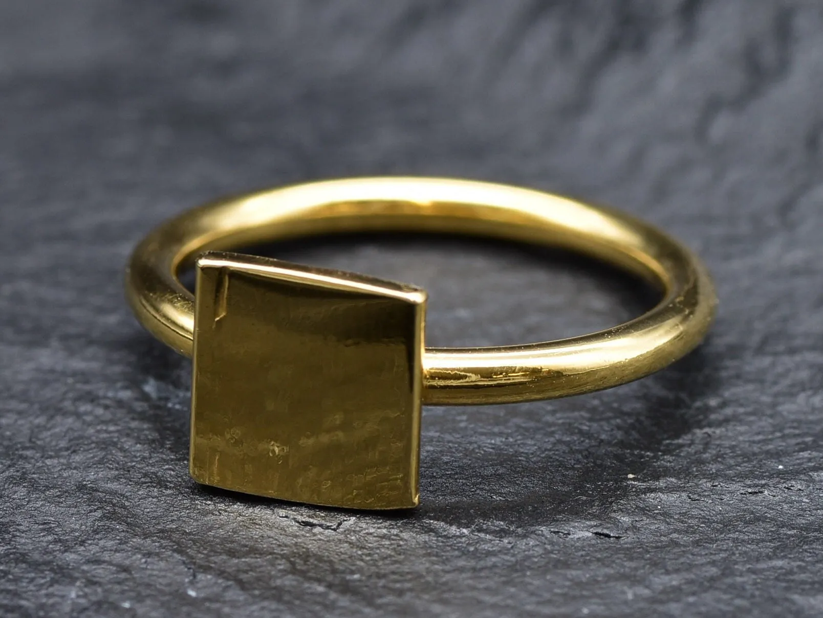 Gold Square Ring - Minimalist Gold Ring, Simple Square Ring