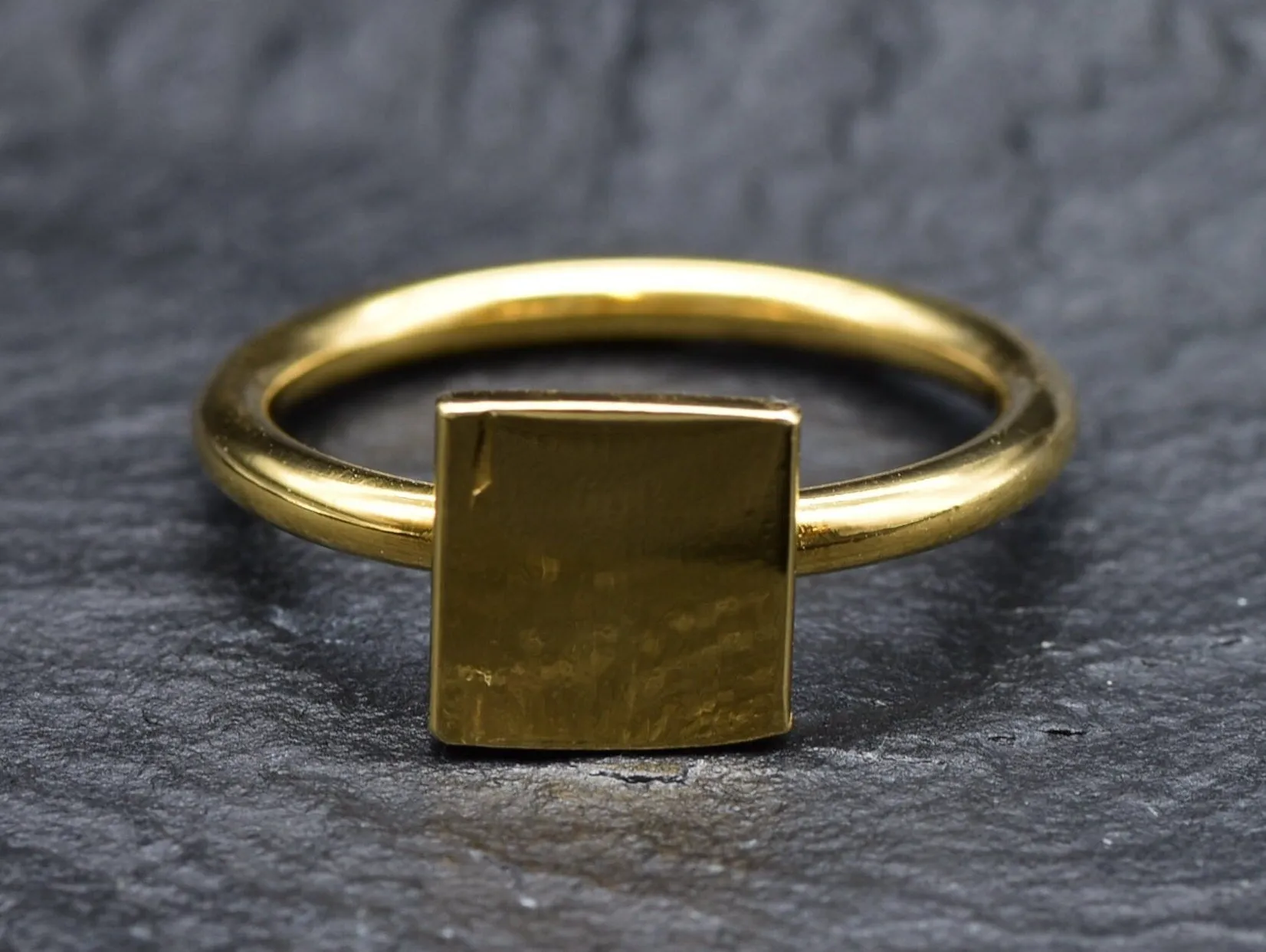 Gold Square Ring - Minimalist Gold Ring, Simple Square Ring