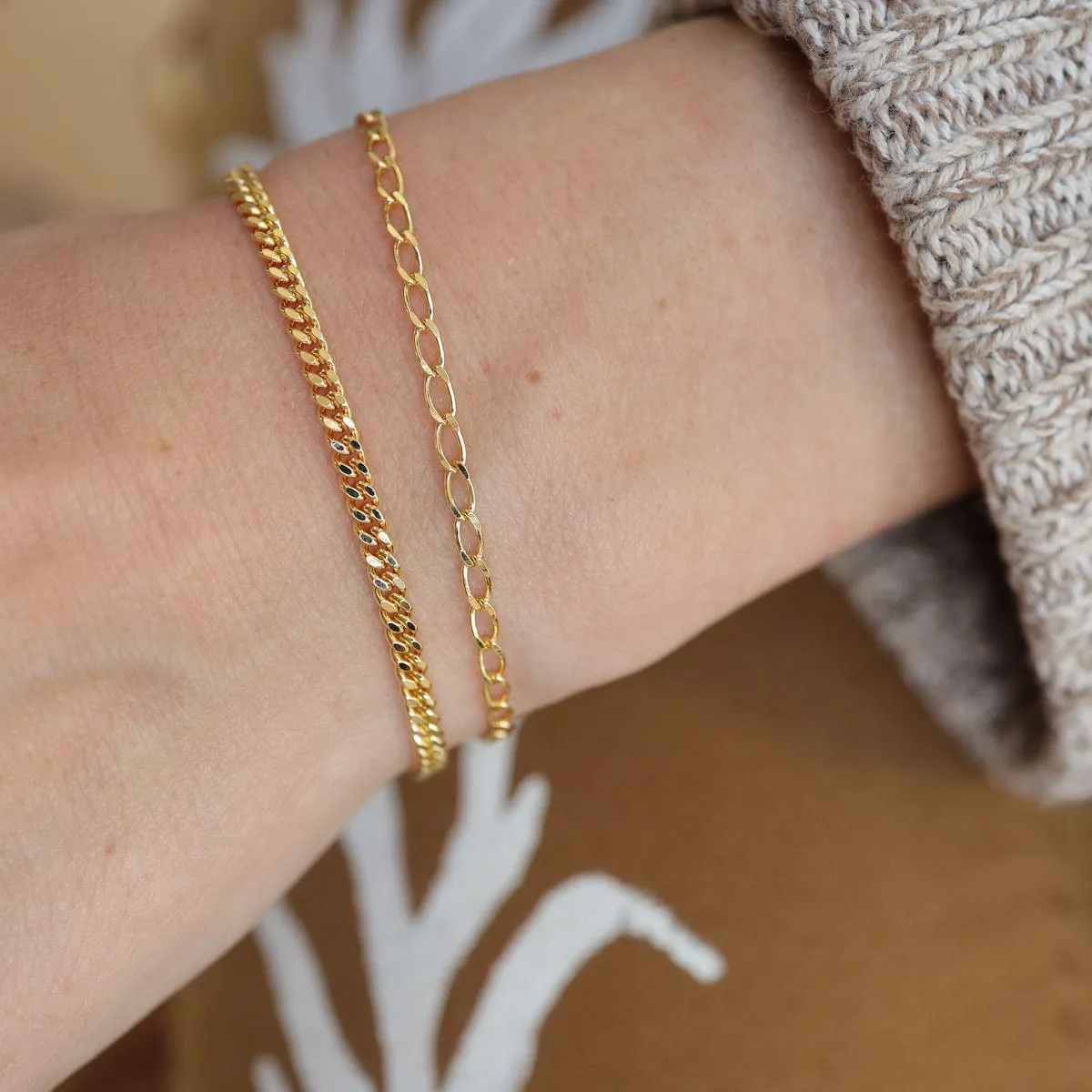 Gold Vermeil Cut Curb Chain Bracelet
