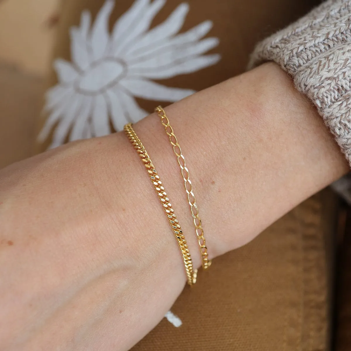 Gold Vermeil Cut Curb Chain Bracelet