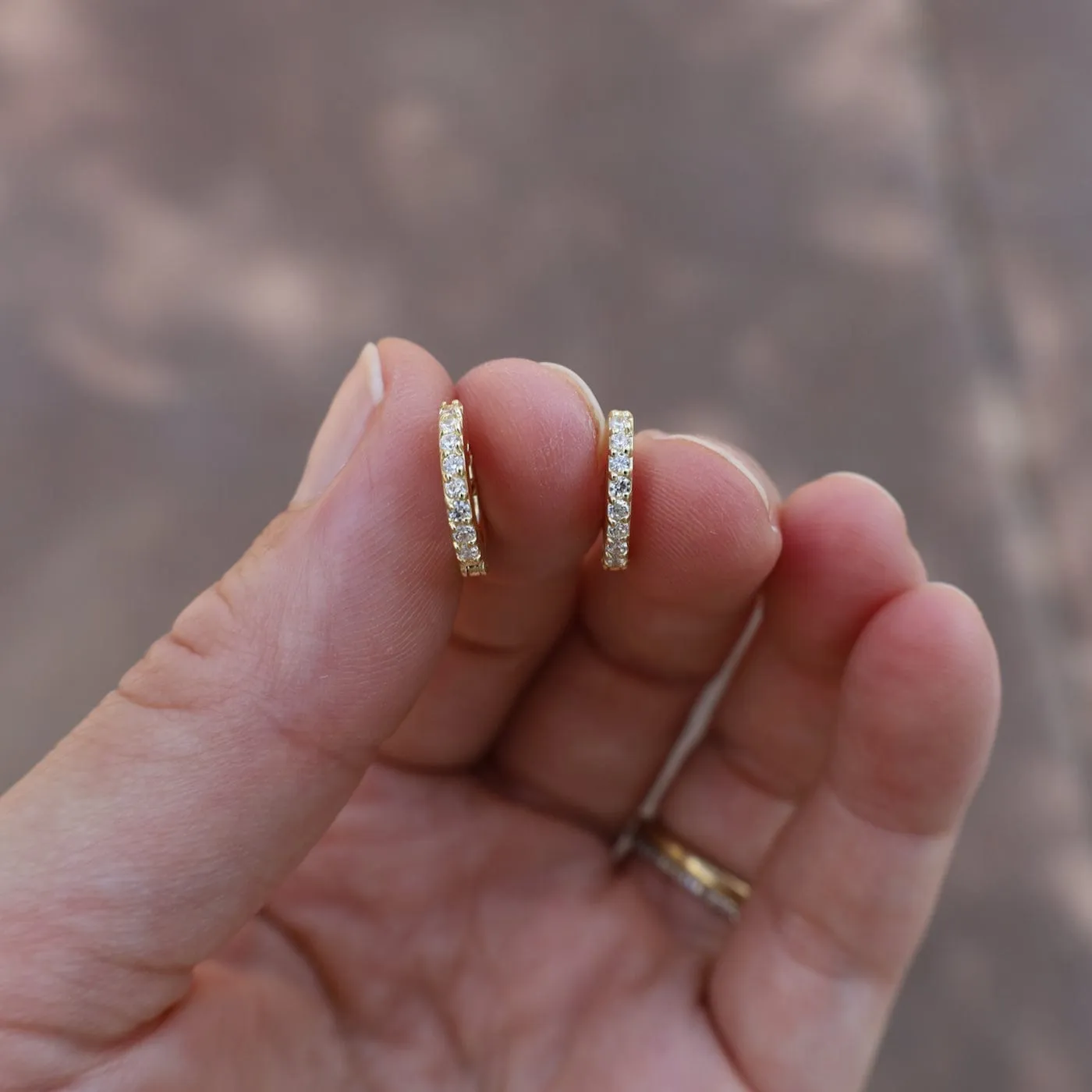 Gold Vermeil CZ Pave Click Huggie Hoops