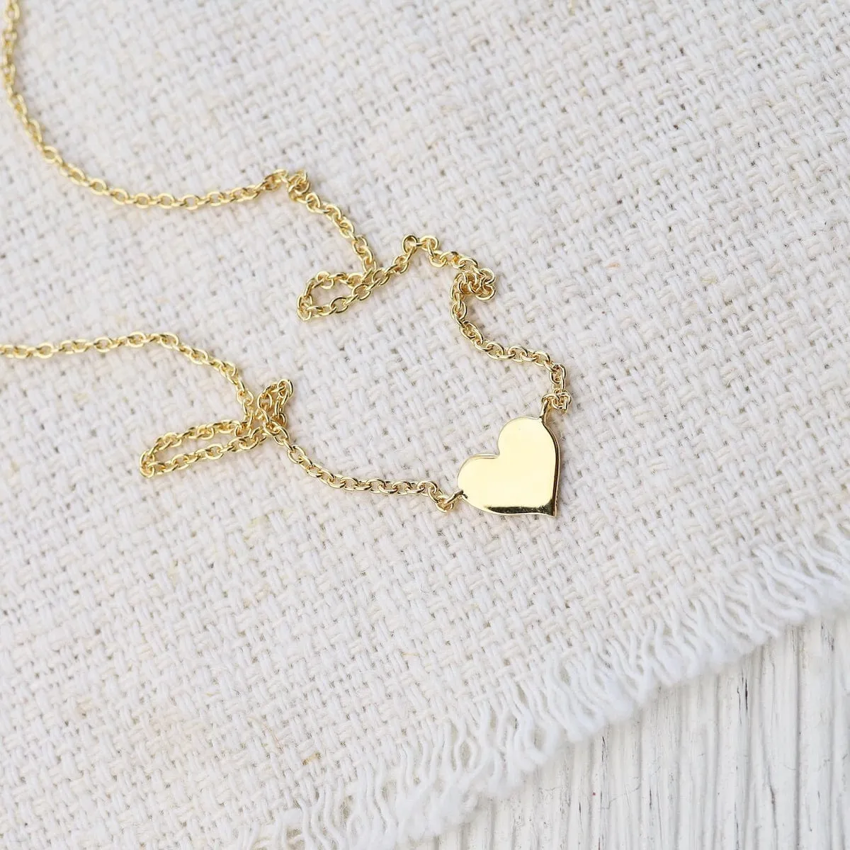 Gold Vermeil Flat Heart Necklace