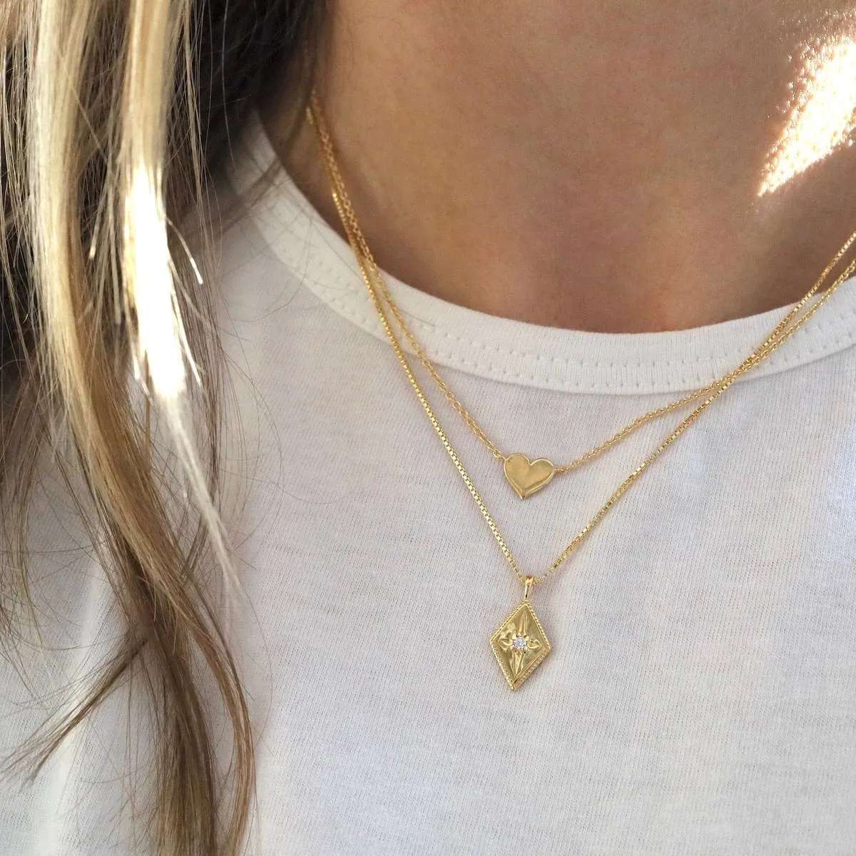 Gold Vermeil Flat Heart Necklace