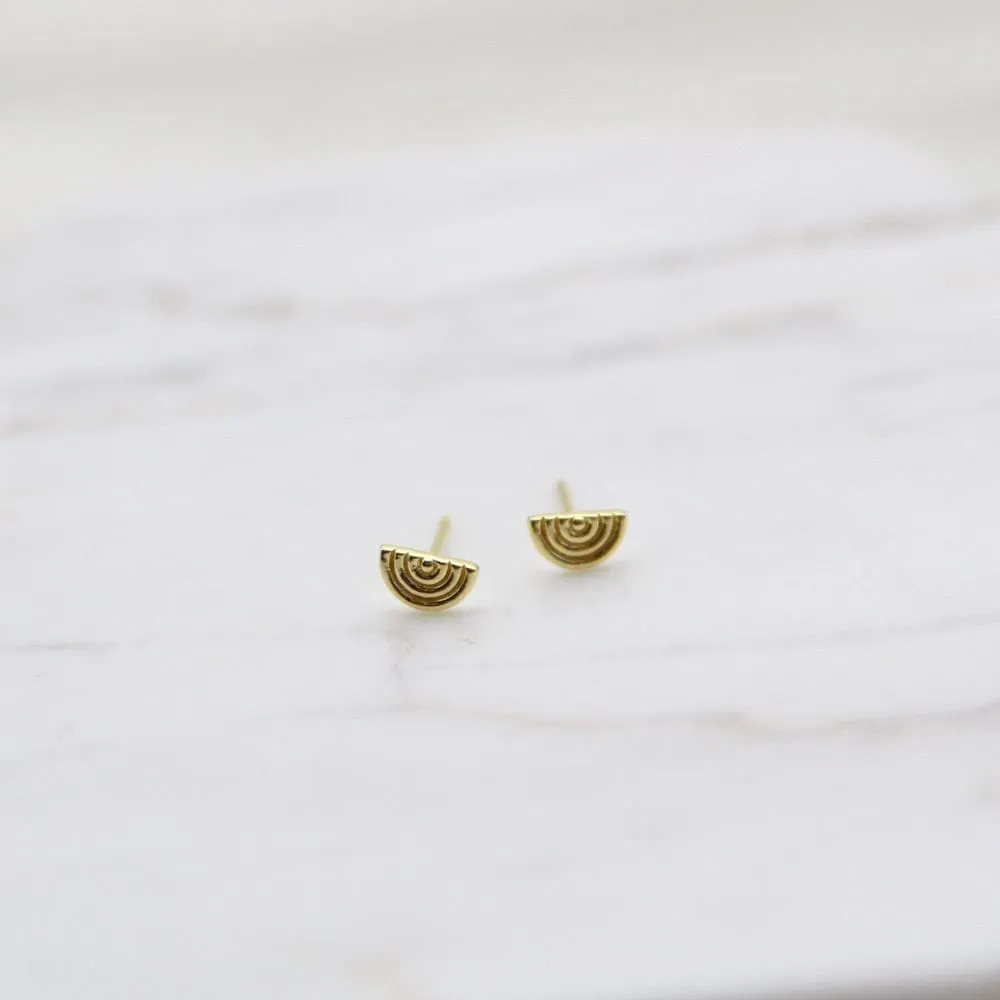 Gold Vermeil Half Circle Concentric Rims Post Earrings