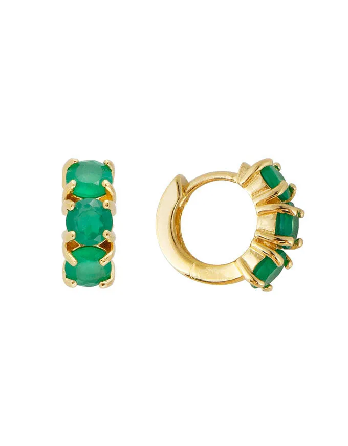 Green Agate Huggies Gold