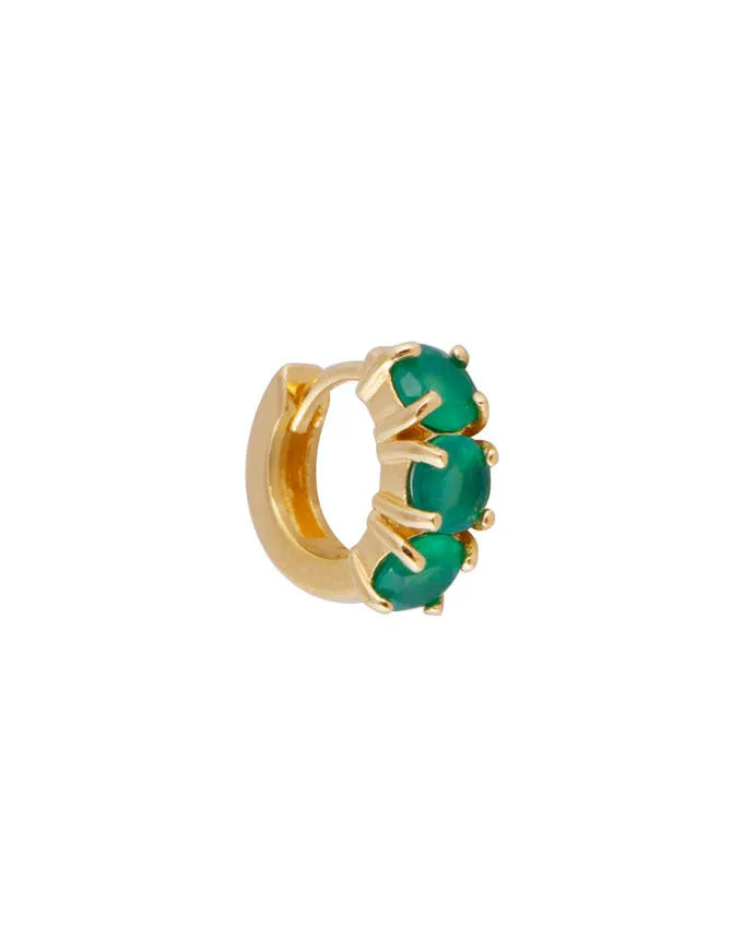 Green Agate Huggies Gold