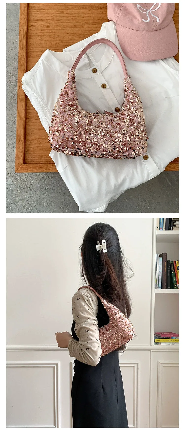 High-End Shiny Korean Version Sequin Handbag