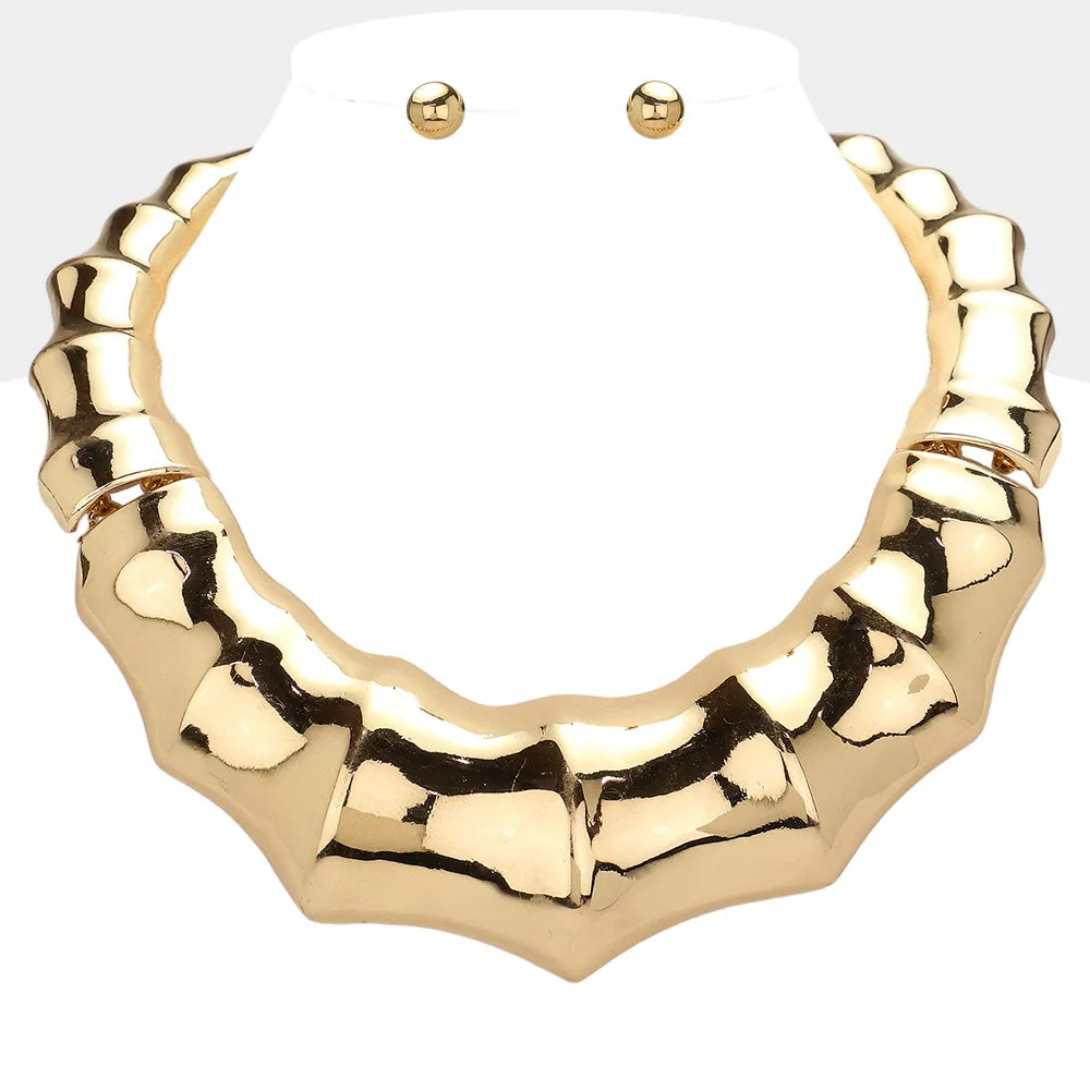 iLLASPARKZ Chunky Metal Bamboo Statement Necklace