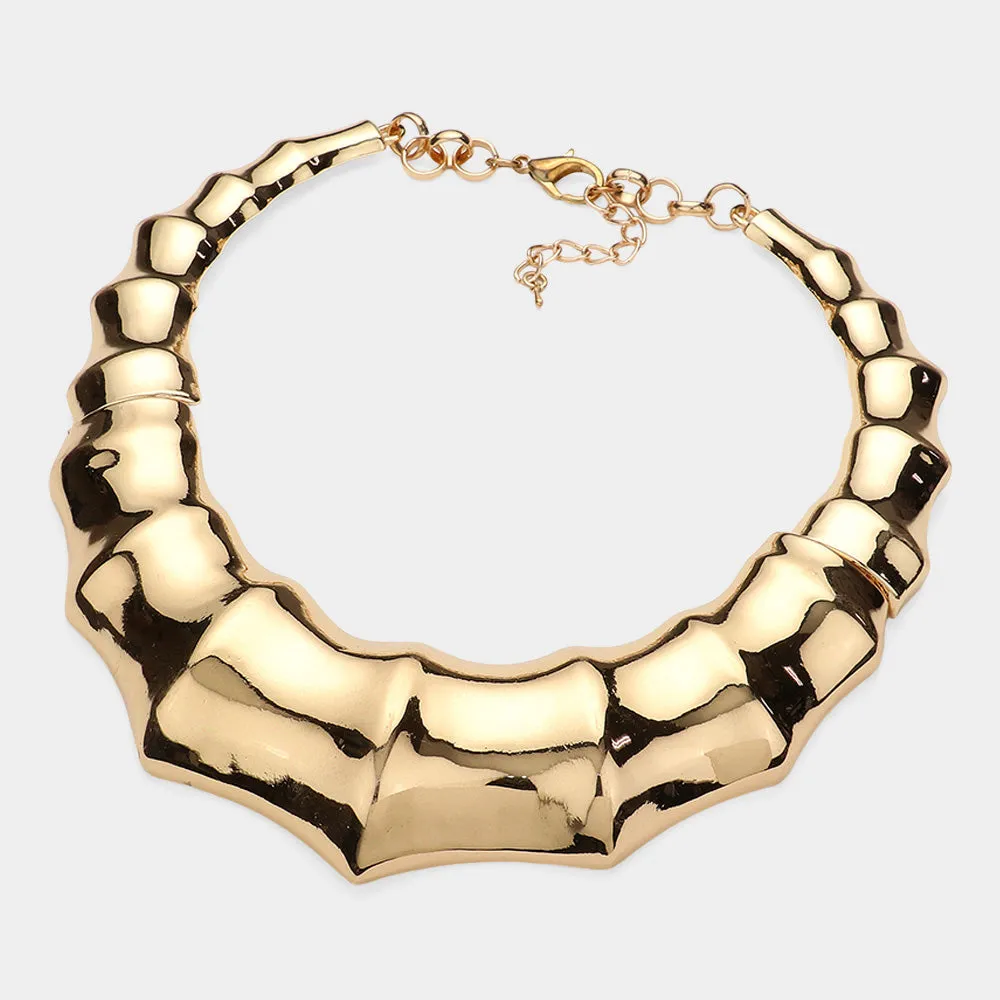 iLLASPARKZ Chunky Metal Bamboo Statement Necklace