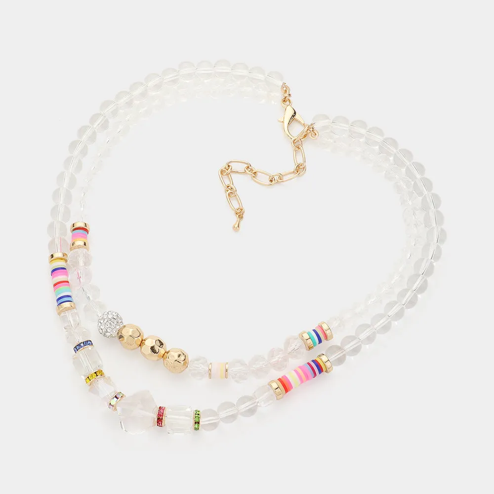 iLLASPARKZ Lucite Heishi Beaded Double Layered Necklace