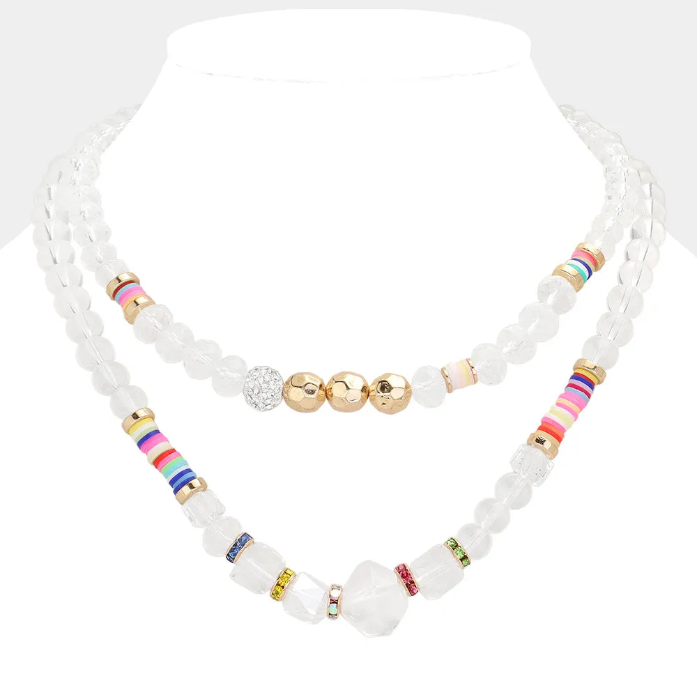 iLLASPARKZ Lucite Heishi Beaded Double Layered Necklace