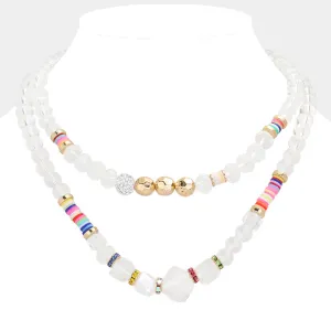 iLLASPARKZ Lucite Heishi Beaded Double Layered Necklace