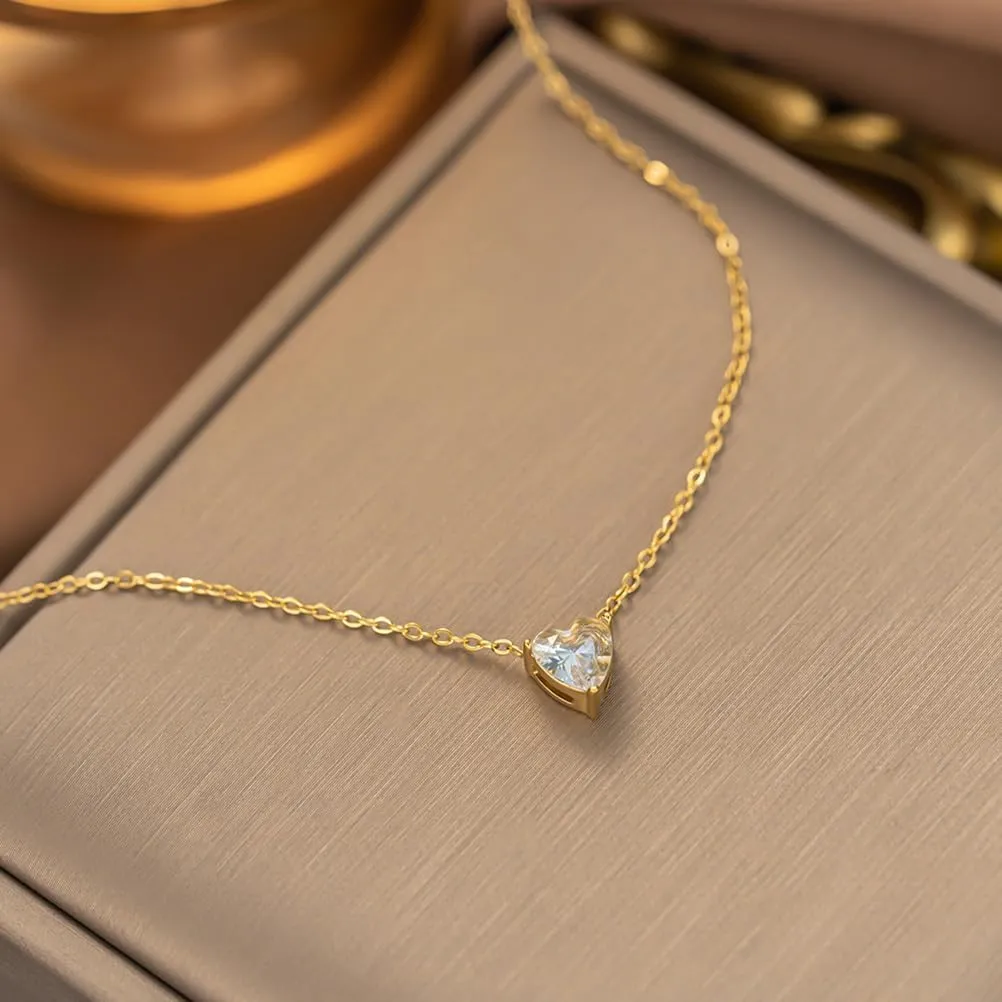 Layered Necklaces for Women Non Tarnish Gold Plated Cross Heart Choker Dianty Stainless Steel Necklaces Necklace Stack