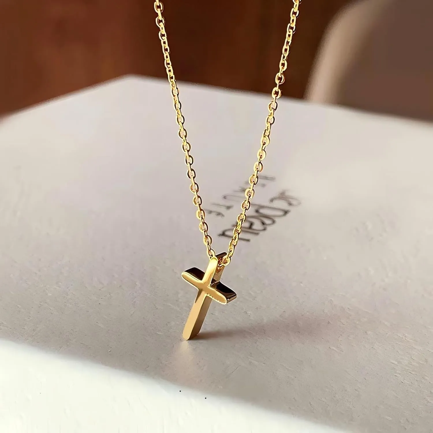Layered Necklaces for Women Non Tarnish Gold Plated Cross Heart Choker Dianty Stainless Steel Necklaces Necklace Stack