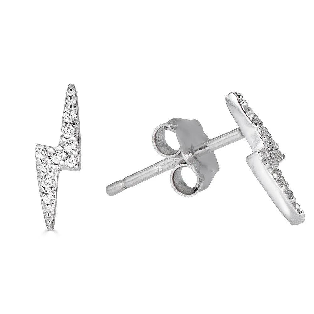 Lightning bolt Pave Stud Earring