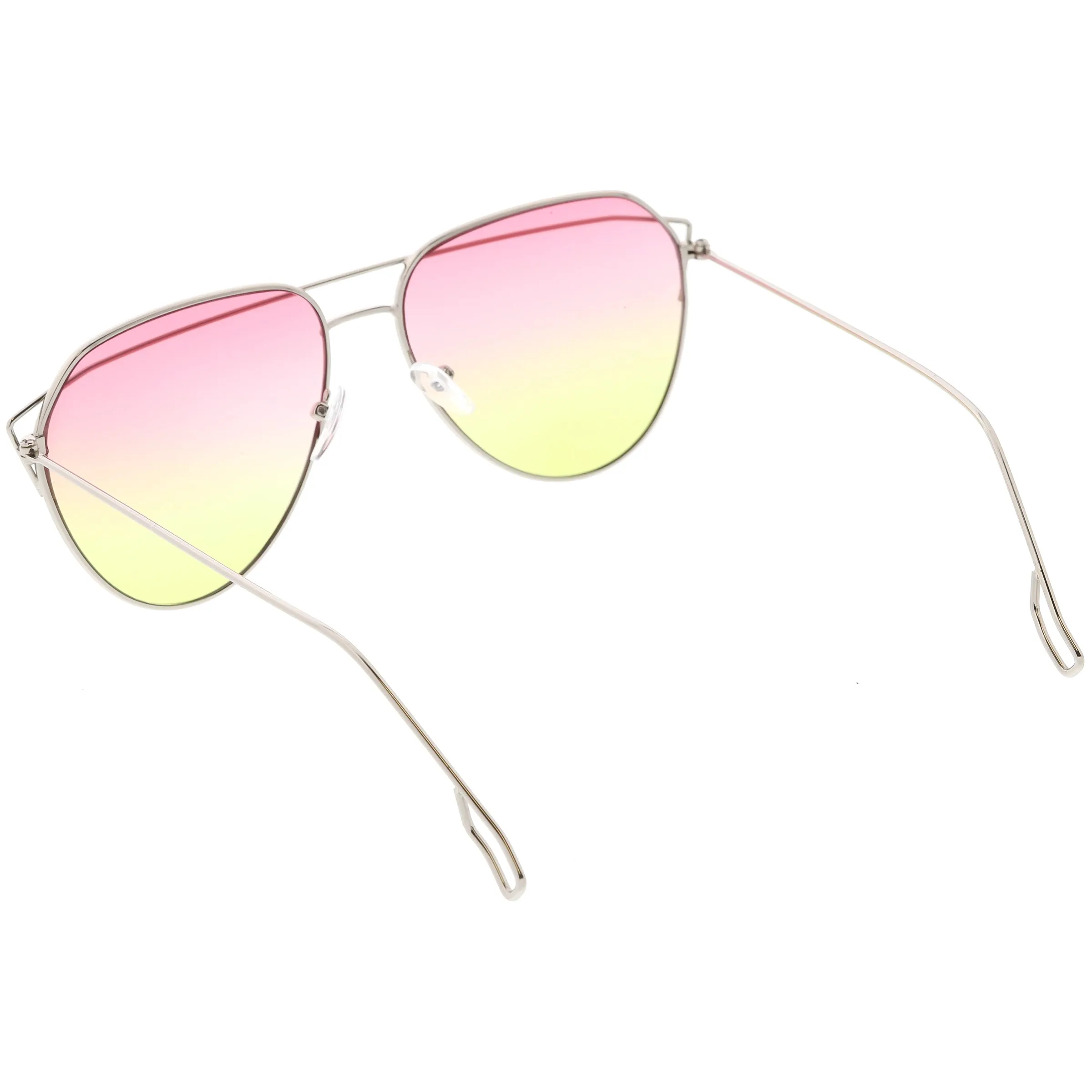 Modern Metal Slim Crossbar Gradient Lens Aviator Sunglasses C628