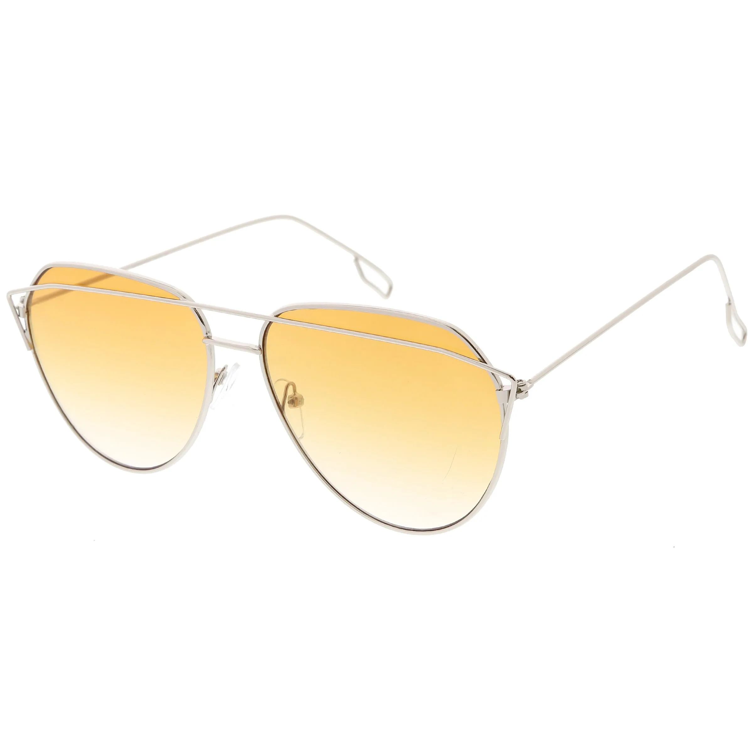 Modern Metal Slim Crossbar Gradient Lens Aviator Sunglasses C628