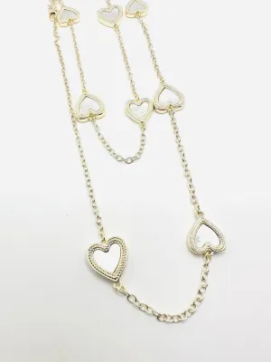 Mother Of Pearl Multi Heart 36Inch Necklace
