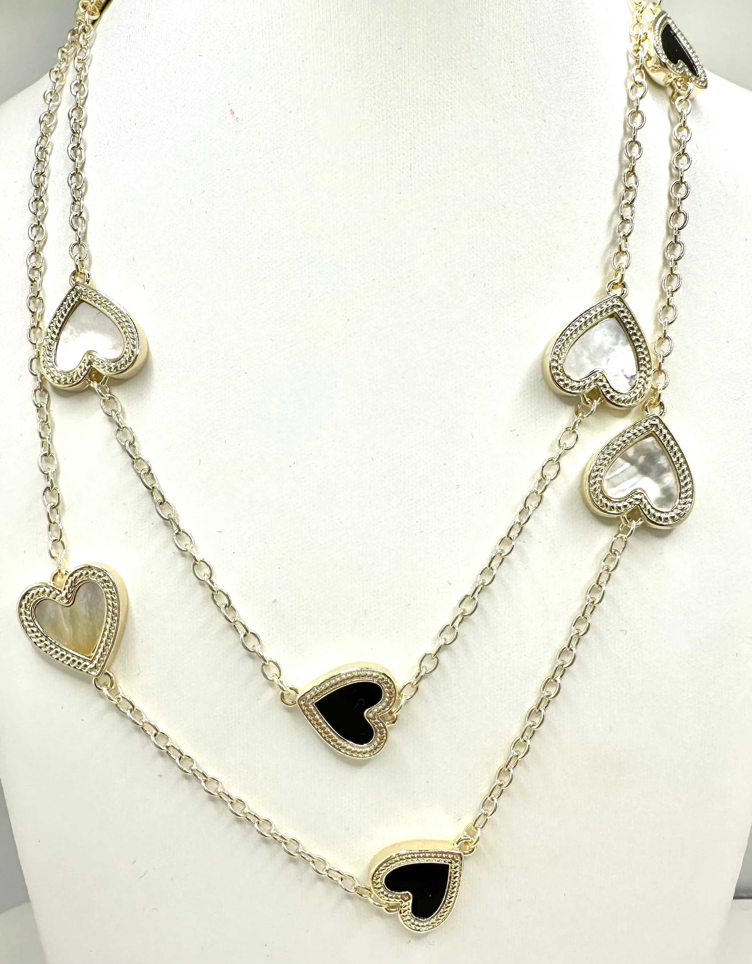 Mother Of Pearl Multi Heart 36Inch Necklace