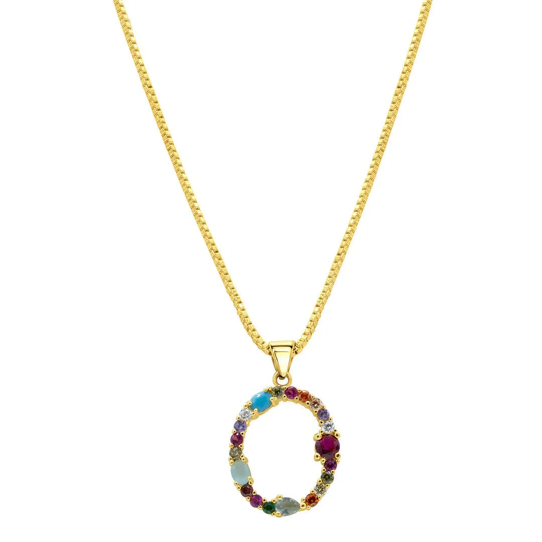 Multi Color Initial Necklace