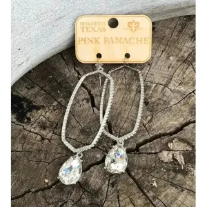 Oblong Earrings with Crystal Drop