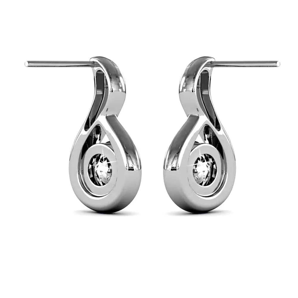 Parker 18k White Gold Plated Teardrop Stud Earrings with Swarovski Crystal