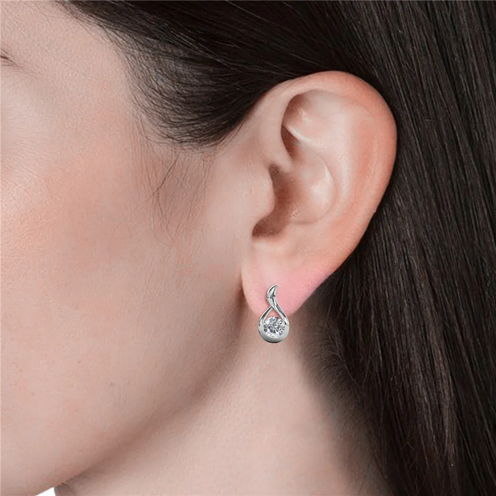 Parker 18k White Gold Plated Teardrop Stud Earrings with Swarovski Crystal