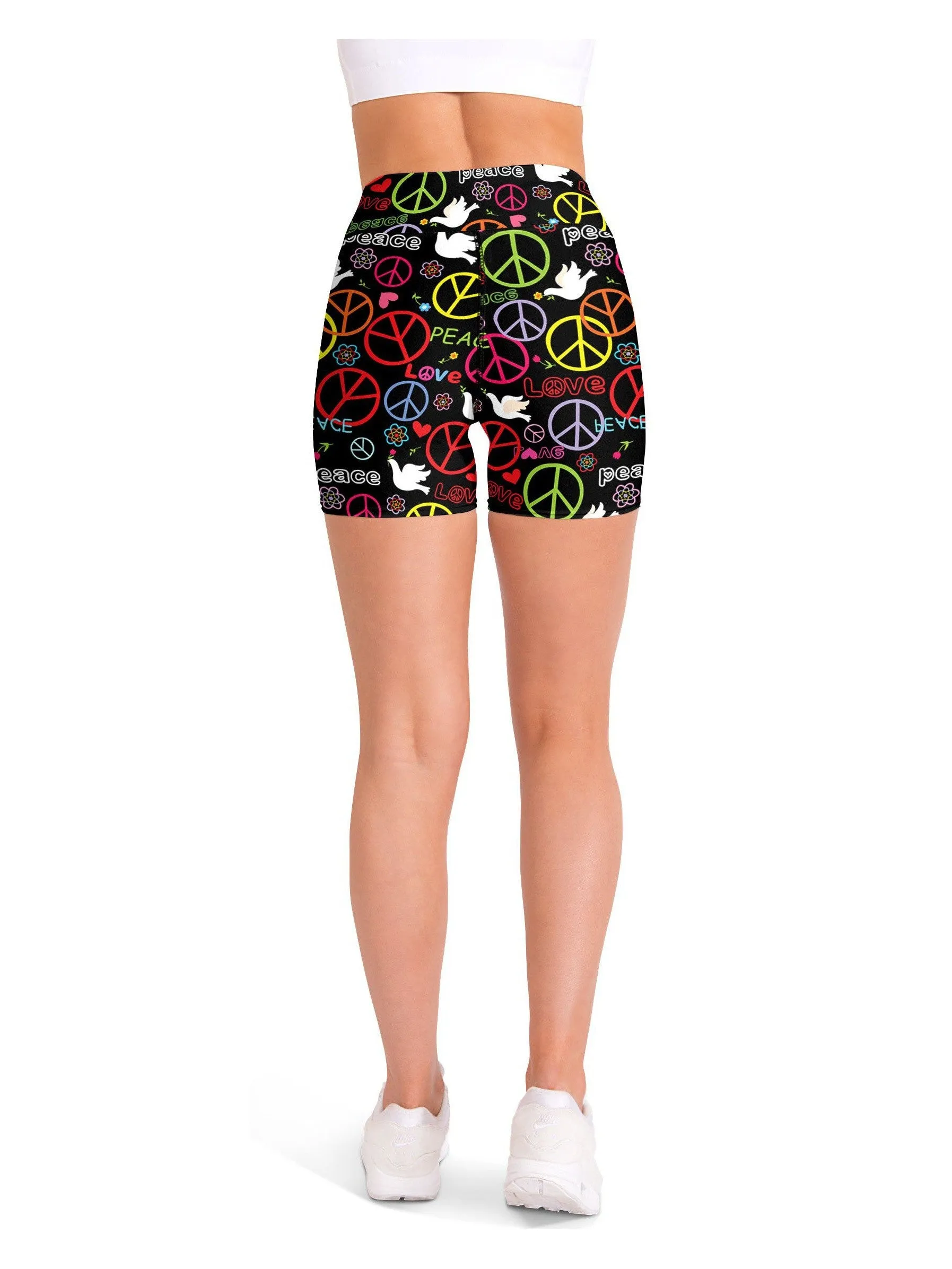 Peace Symbol Yoga Shorts