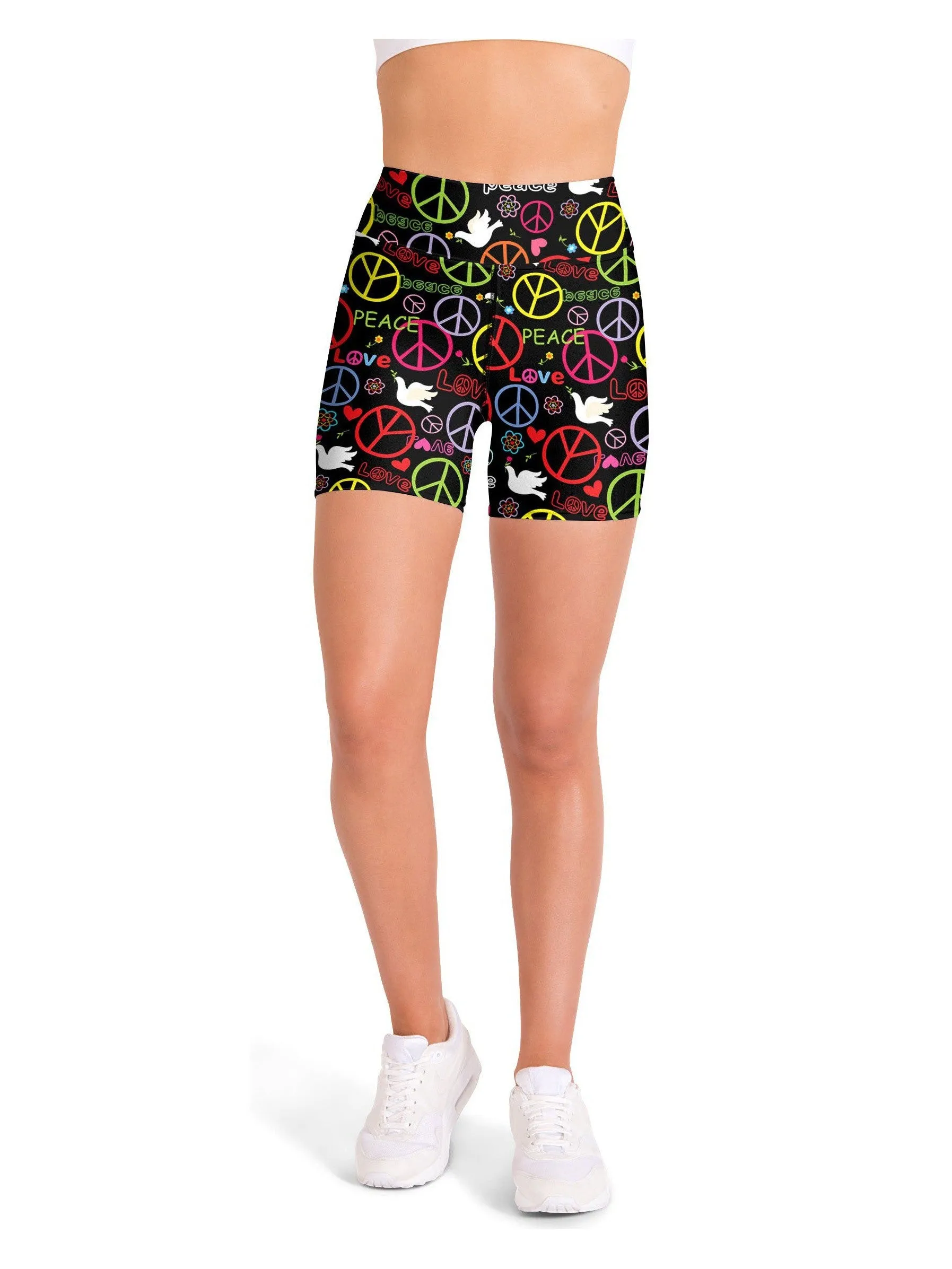 Peace Symbol Yoga Shorts