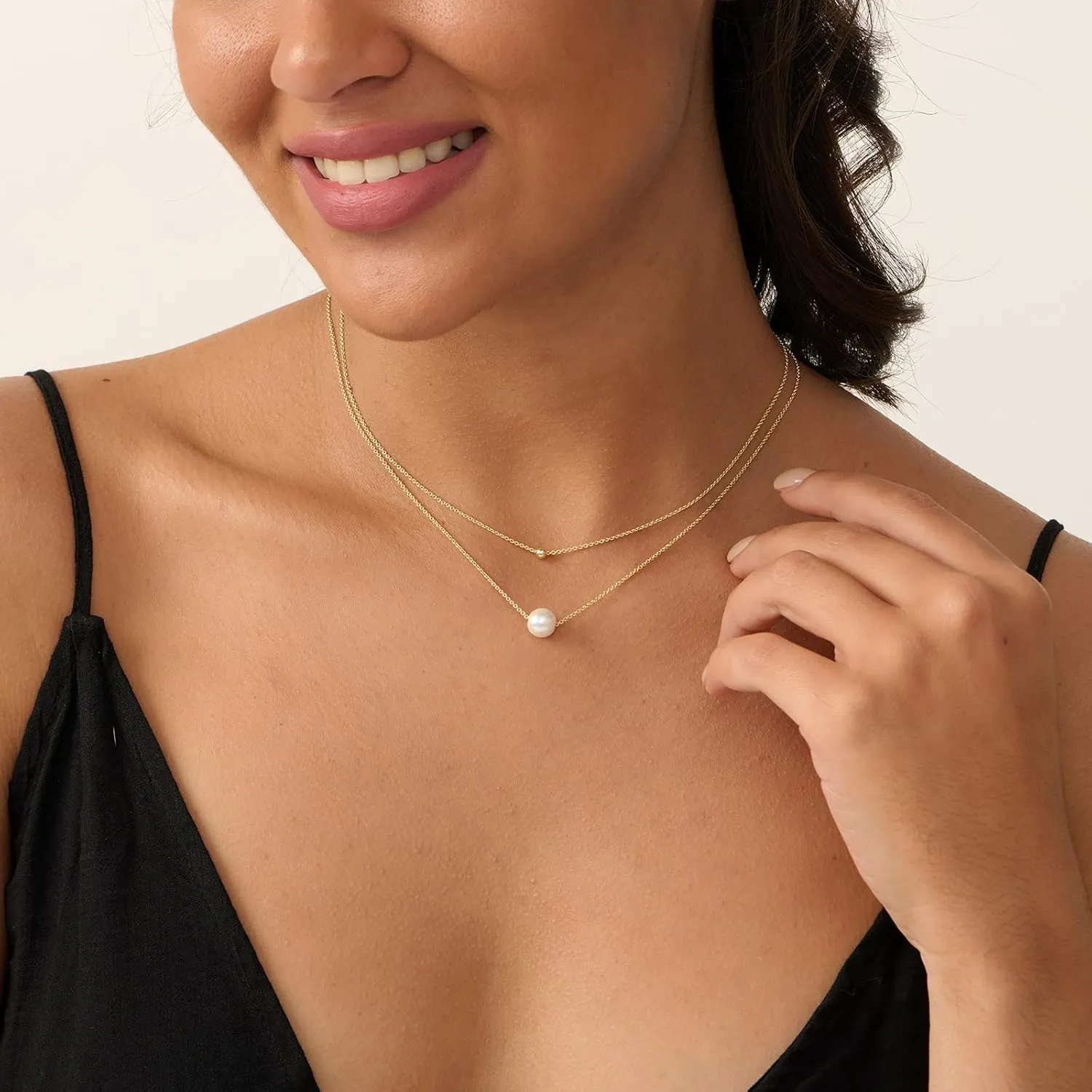 Pearl Necklaces for Women, 14k Gold Plated Dainty Pearl Necklace Simple Jewelry for Daily Wear