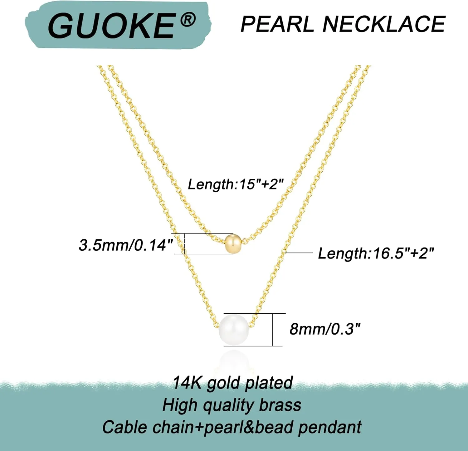 Pearl Necklaces for Women, 14k Gold Plated Dainty Pearl Necklace Simple Jewelry for Daily Wear