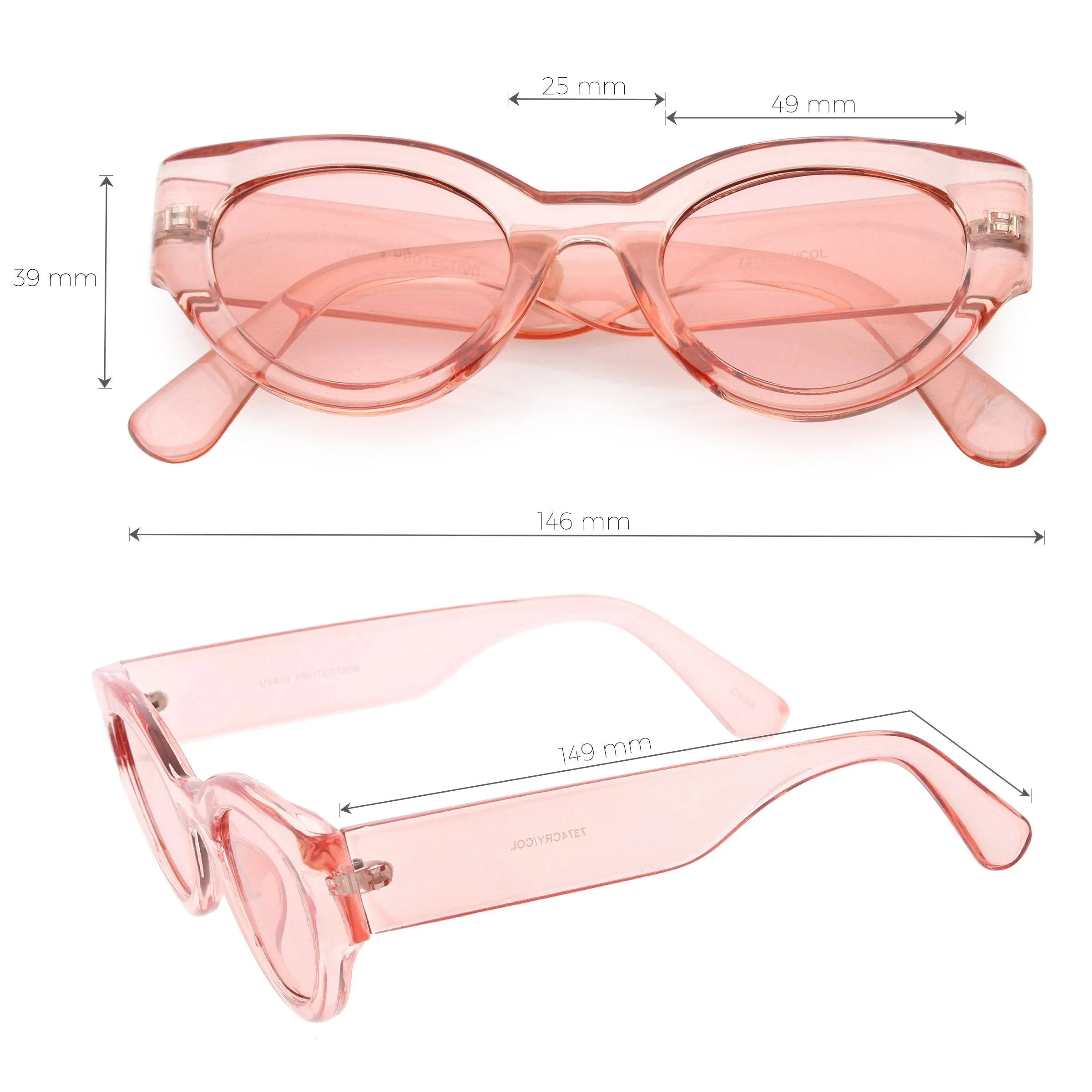 Retro Bold Translucent Color Tone Cat Eye Sunglasses C695