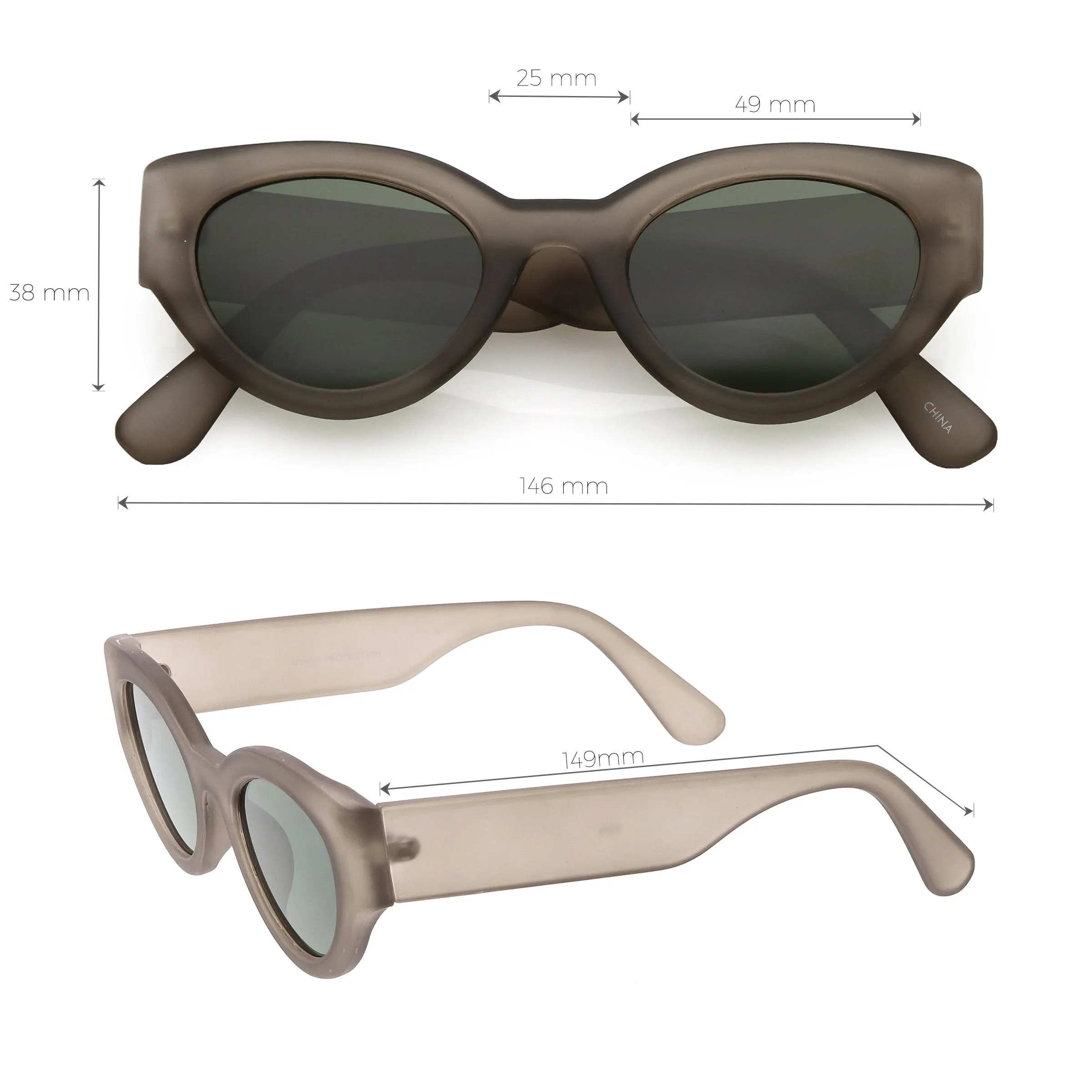 Retro Modern Bold Wide Frame Oval Sunglasses C543
