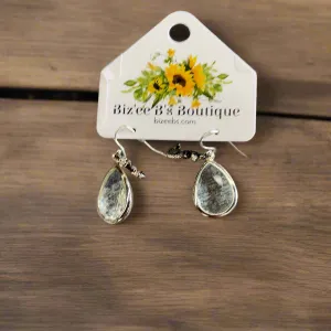 Silvertone Mermaid and Clear Crystal Teardrop Earrings OE2057-ASCRY