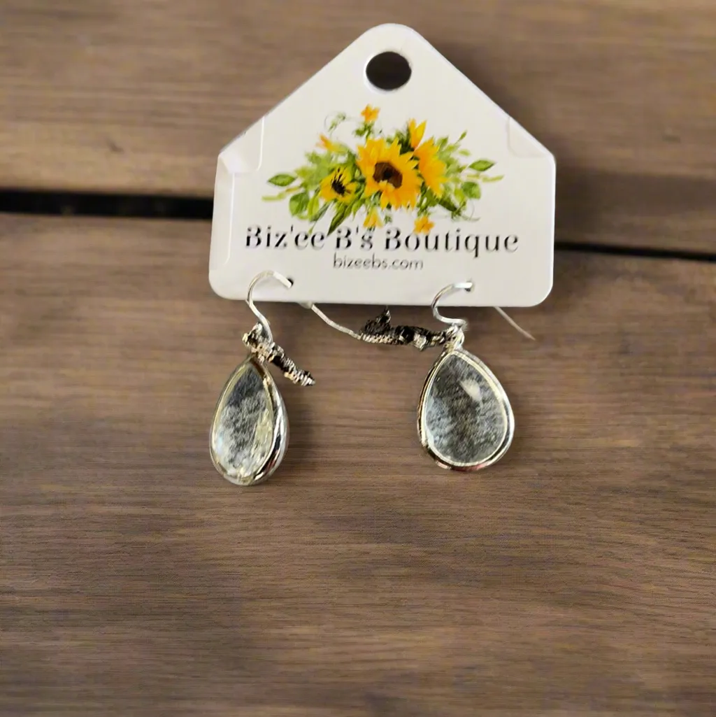 Silvertone Mermaid and Clear Crystal Teardrop Earrings OE2057-ASCRY