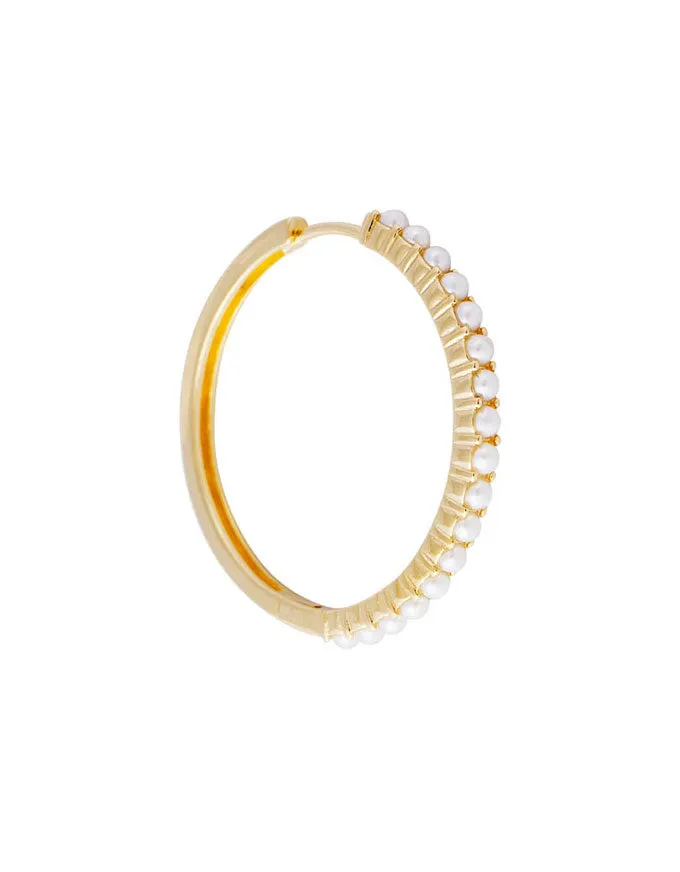 Slim Crystal Pearl XL Hoops