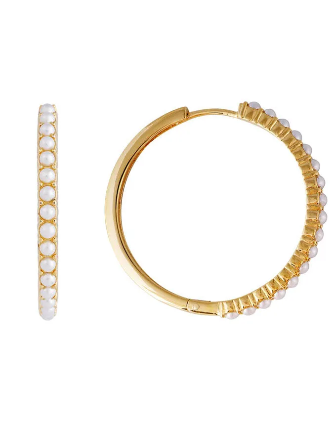Slim Crystal Pearl XL Hoops