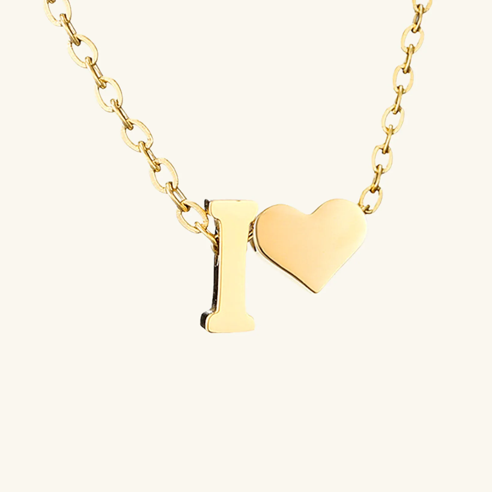 Small Heart Initial Letter Necklace