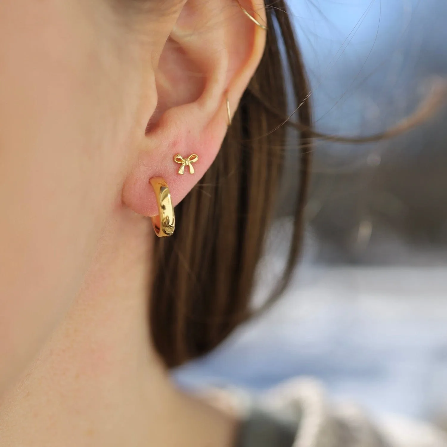 Small Hoops on Post in Gold Vermeil