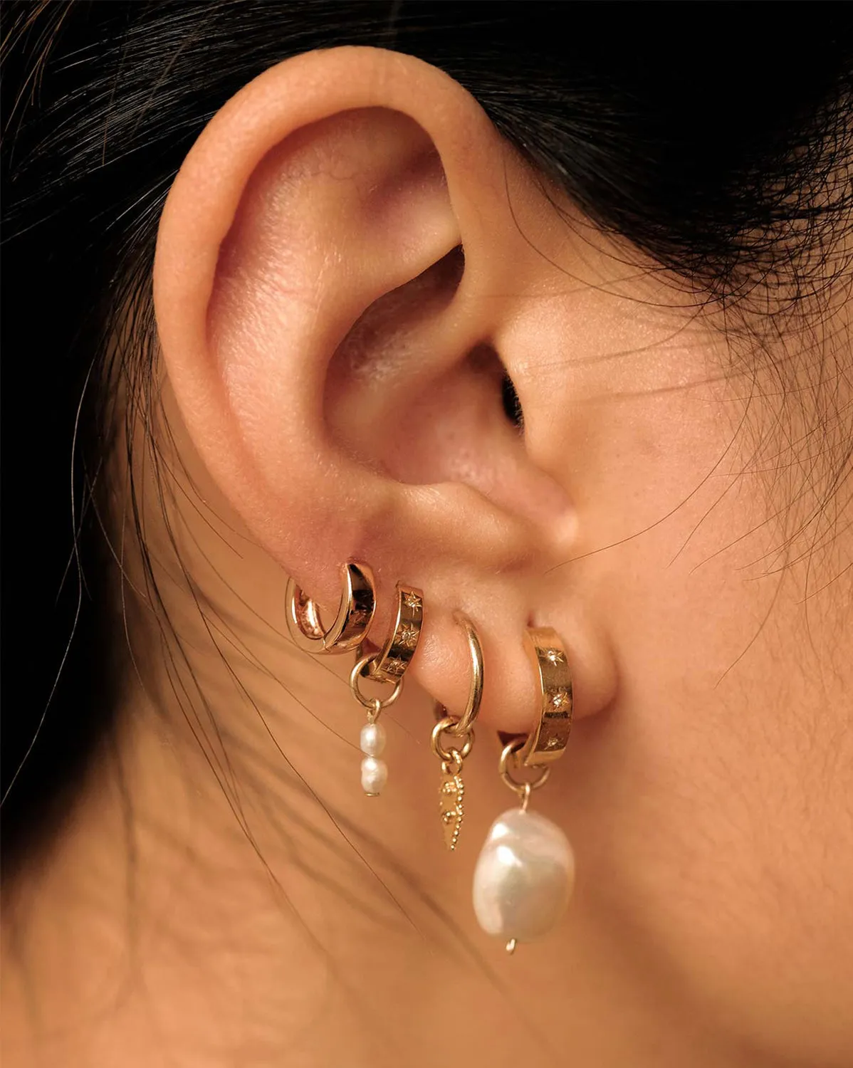 Solid Gold Aurora Bold Gemstone Hoops