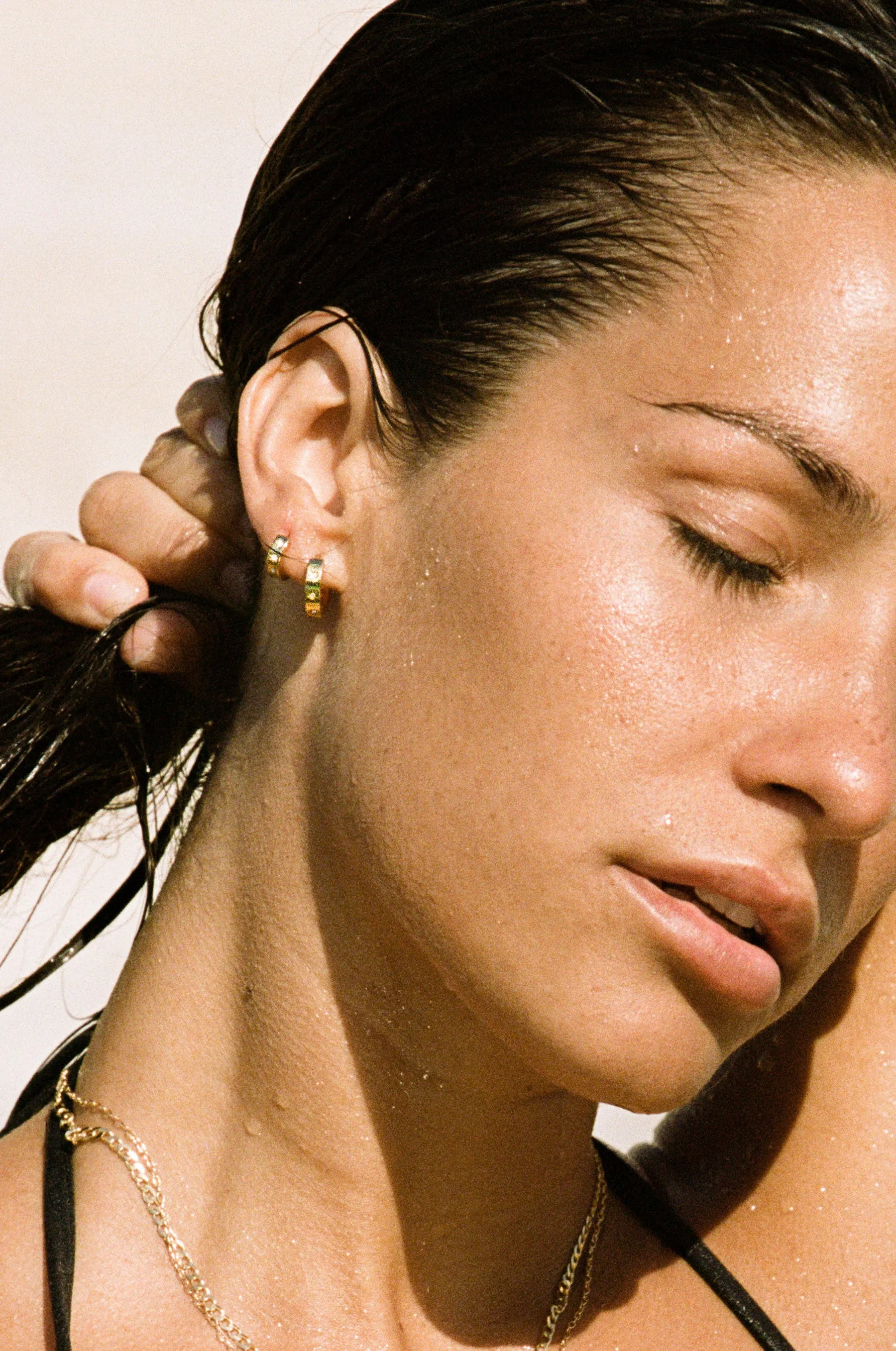 Solid Gold Aurora Bold Gemstone Hoops