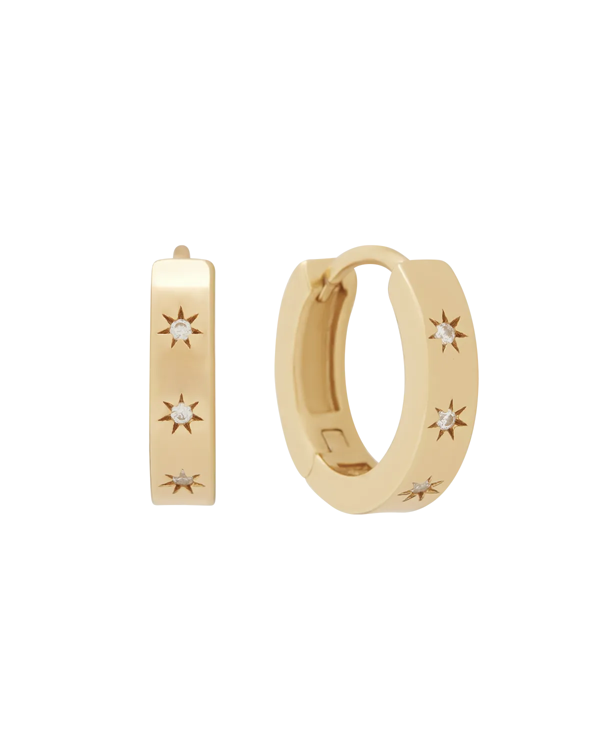 Solid Gold Aurora Bold Gemstone Hoops