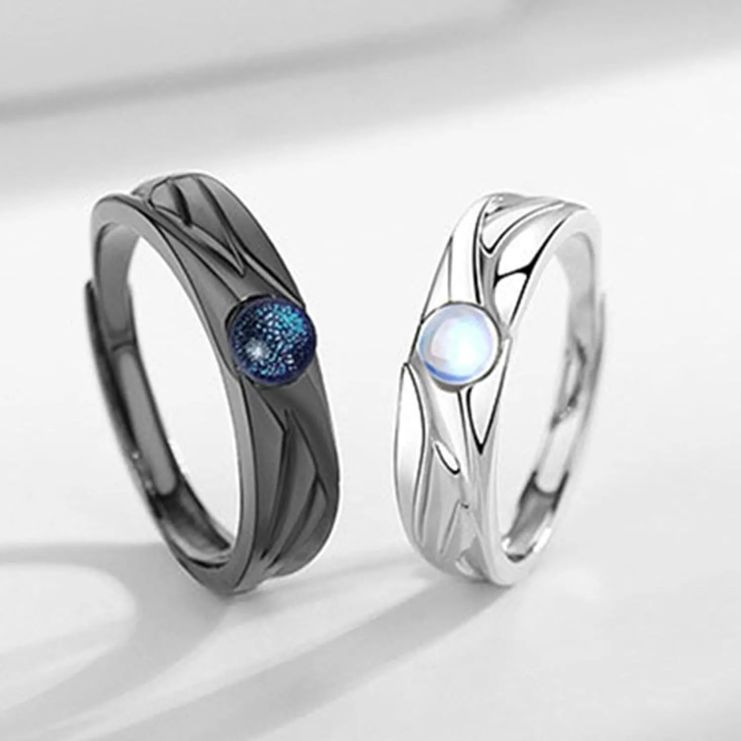 Stacking Band Rings for Women Open Adjustable Enamel Rings Two Tone Thumb Index Finger Rings Chunky Wide Statement Rings 2Pcs Stacking Silver Knuckle Rings Set Jewelry for Women