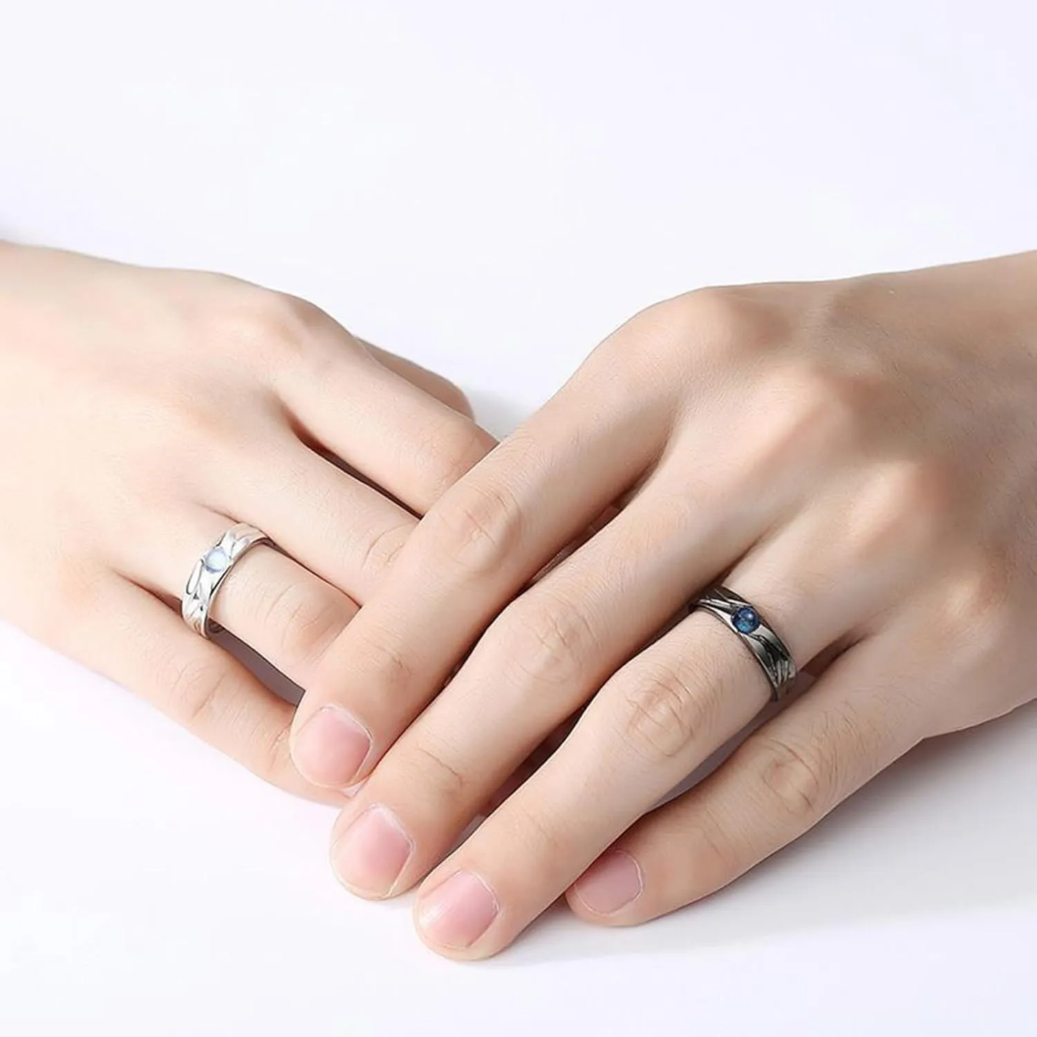 Stacking Band Rings for Women Open Adjustable Enamel Rings Two Tone Thumb Index Finger Rings Chunky Wide Statement Rings 2Pcs Stacking Silver Knuckle Rings Set Jewelry for Women