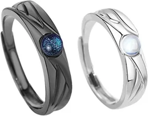Stacking Band Rings for Women Open Adjustable Enamel Rings Two Tone Thumb Index Finger Rings Chunky Wide Statement Rings 2Pcs Stacking Silver Knuckle Rings Set Jewelry for Women