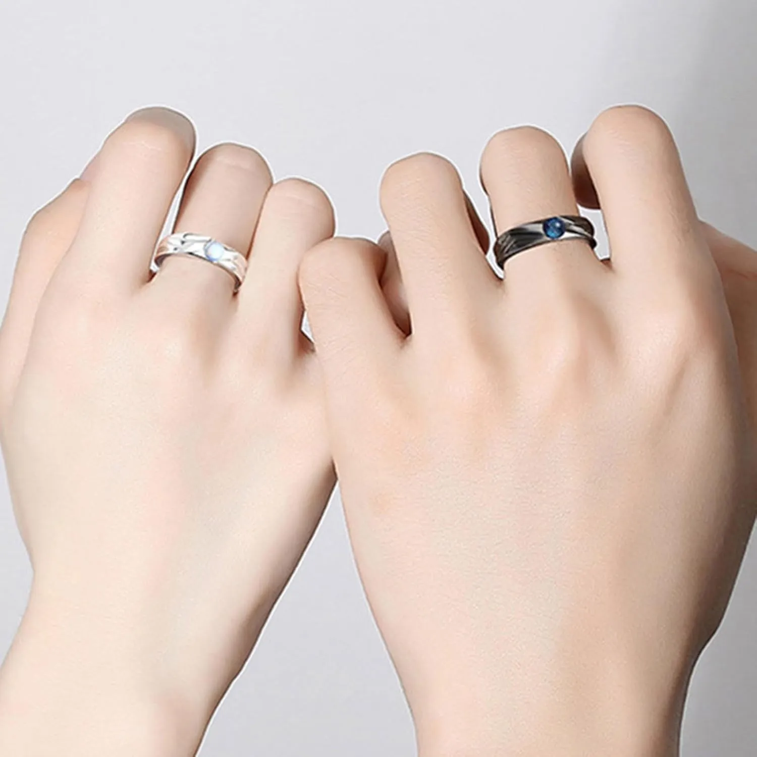 Stacking Band Rings for Women Open Adjustable Enamel Rings Two Tone Thumb Index Finger Rings Chunky Wide Statement Rings 2Pcs Stacking Silver Knuckle Rings Set Jewelry for Women